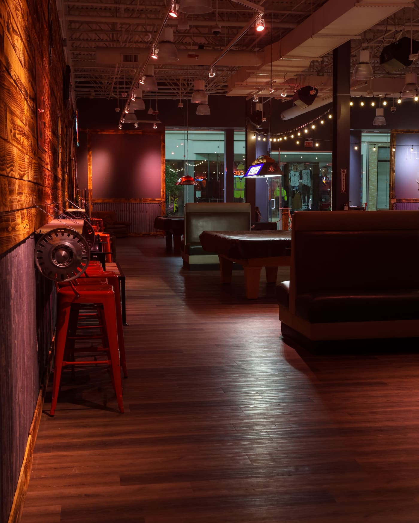 The Barn interior with pool tables